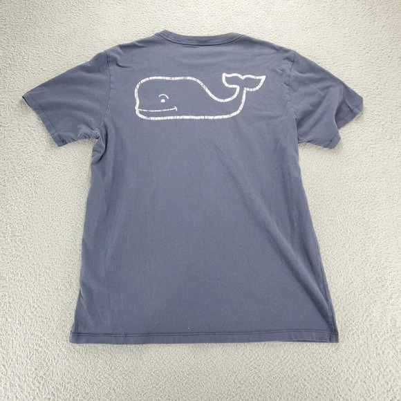 Vineyard Vines Shirt Mens Medium Blue Short Sleeve Big Whale Spell Out Logo - Picture 5 of 12